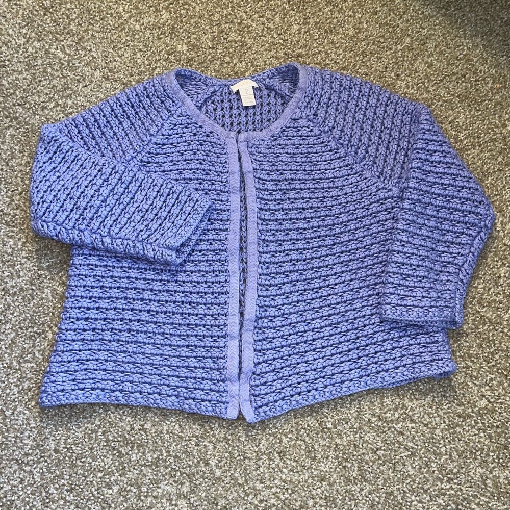 Chicos - Lilac Purple crochet knit open-front sweater cardigan